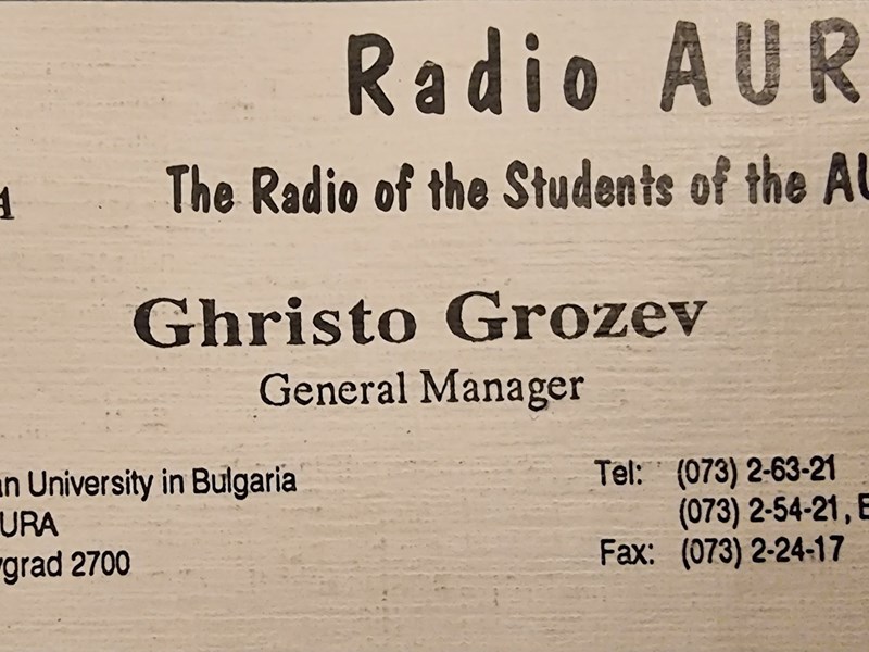 Grozev's first business card as AURA's General Manager came with a typo. <br/> Photo via @christogrozev on Twitter