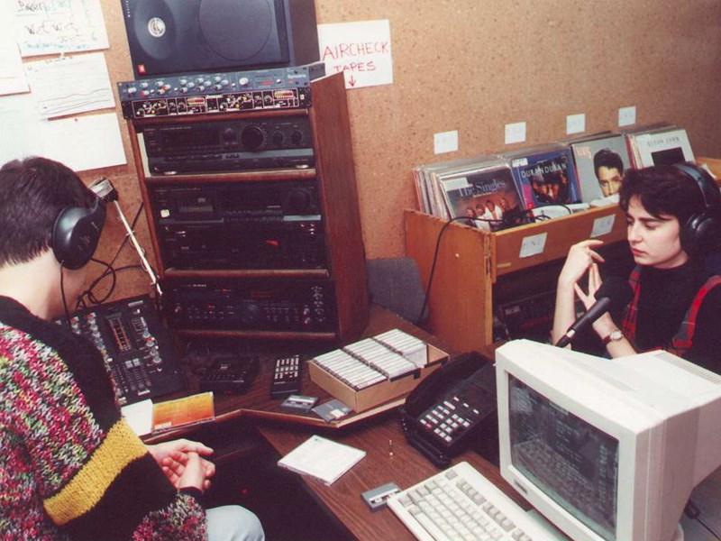 On air at Radio AURA in the 90s <br/> Photo from the AUBG archives