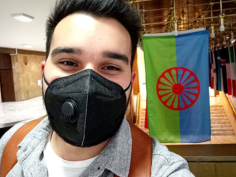 With the newest addition to the flags in AUBG Main Building – the flag of the Romani people <br/> 