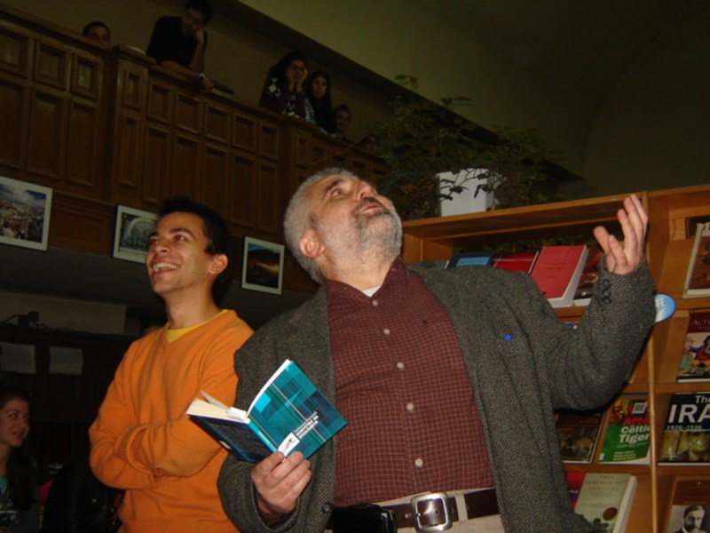 Prof. Terziev reciting a poem from his first collection of poetry <br/> 